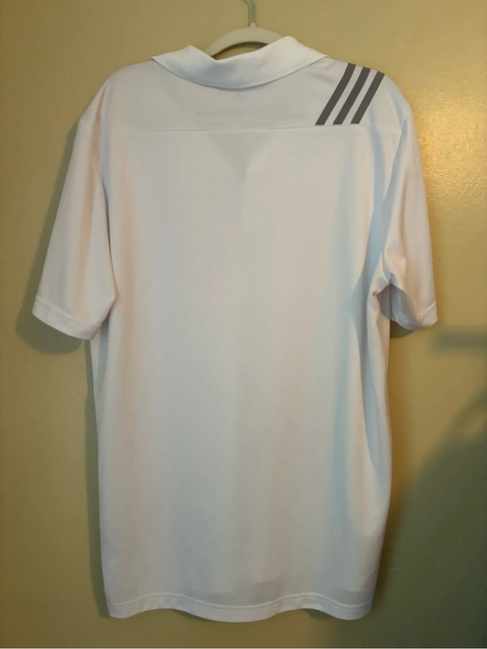 adidas White Men’s Polo with Gray Accent Stripes
